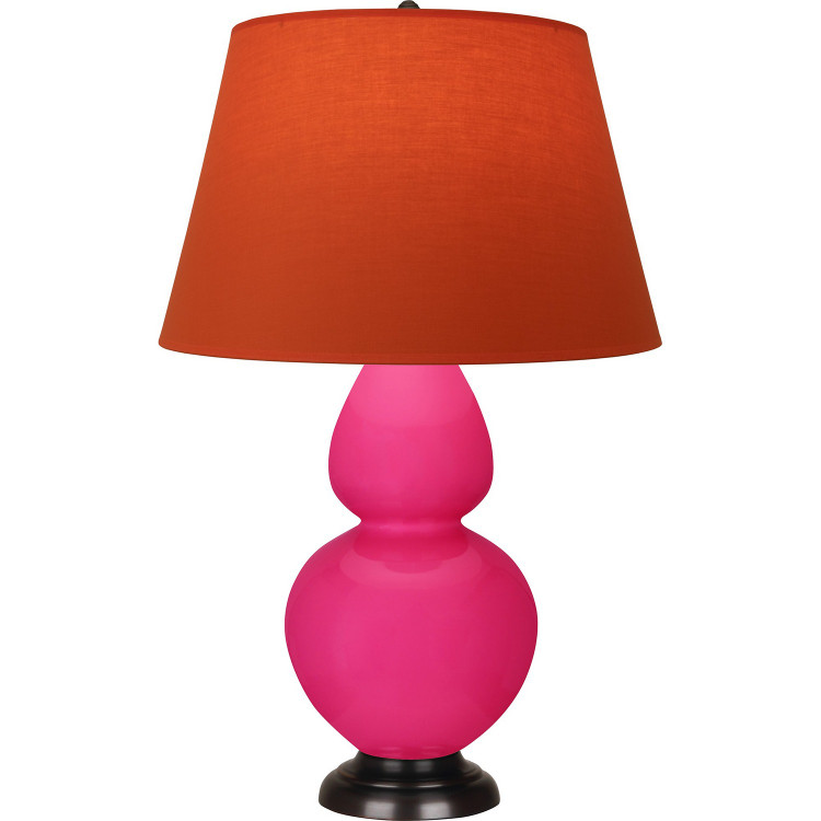Robert Abbey - RZ21T - One Light Table Lamp - Double Gourd - Razzle Rose Glazed Ceramic w/Deep Patina Bronze