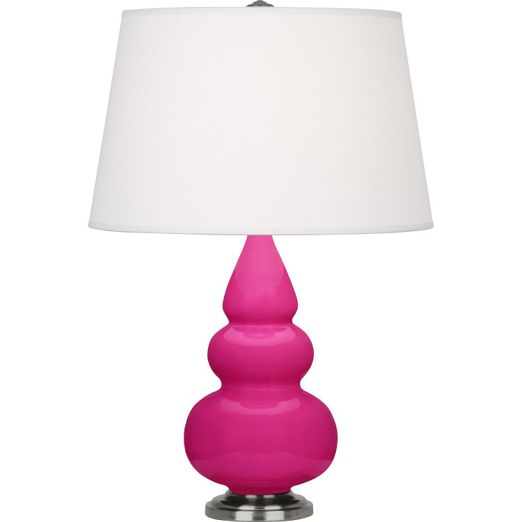 Robert Abbey - RZ32X - One Light Accent Lamp - Small Triple Gourd - Razzle Rose Glazed Ceramic w/Antique Silver