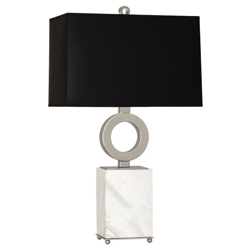 Robert Abbey - S405B - One Light Table Lamp - Oculus - Antique Silver w/ White Marble