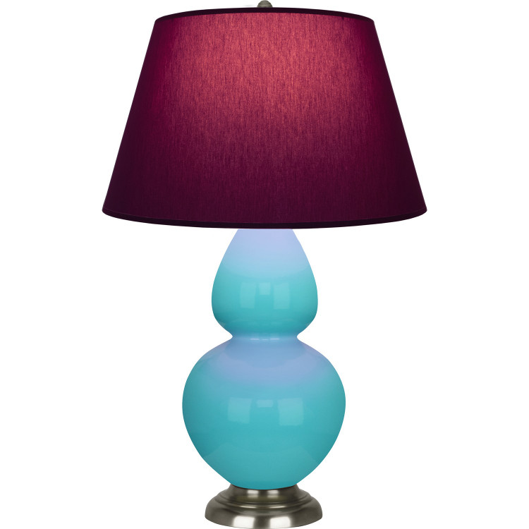 Robert Abbey - 1741P - One Light Table Lamp - Double Gourd - Egg Blue Glazed Ceramic w/Antique Silver