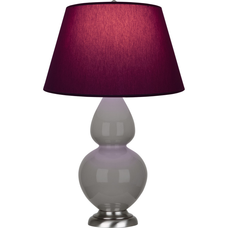 Robert Abbey - 1750P - One Light Table Lamp - Double Gourd - Smokey Taupe Glazed Ceramic w/Antique Silver