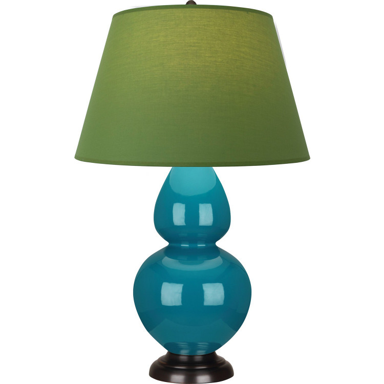 Robert Abbey - 1752G - One Light Table Lamp - Double Gourd - Peacock Glazed Ceramic w/Deep Patina Bronze