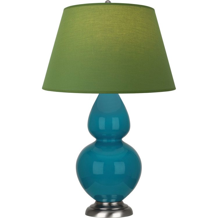 Robert Abbey - 1753G - One Light Table Lamp - Double Gourd - Peacock Glazed Ceramic w/Antique Silver