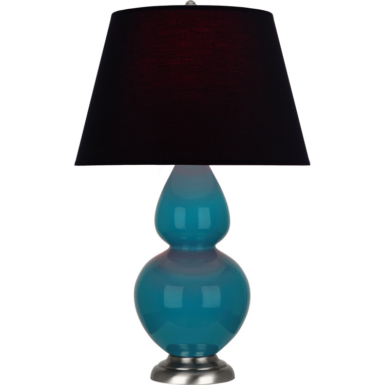 Robert Abbey - 1753K - One Light Table Lamp - Double Gourd - Peacock Glazed Ceramic w/Antique Silver