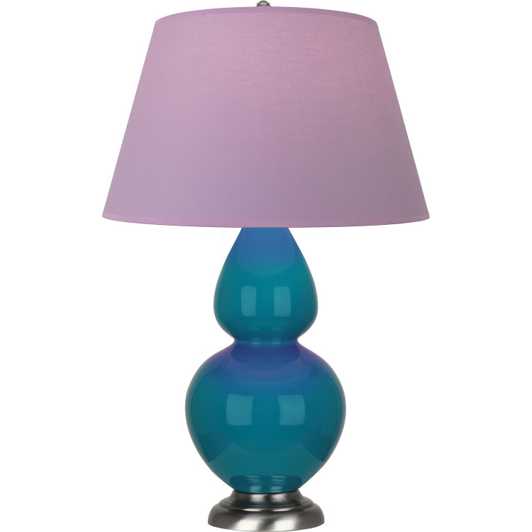 Robert Abbey - 1753L - One Light Table Lamp - Double Gourd - Peacock Glazed Ceramic w/Antique Silver