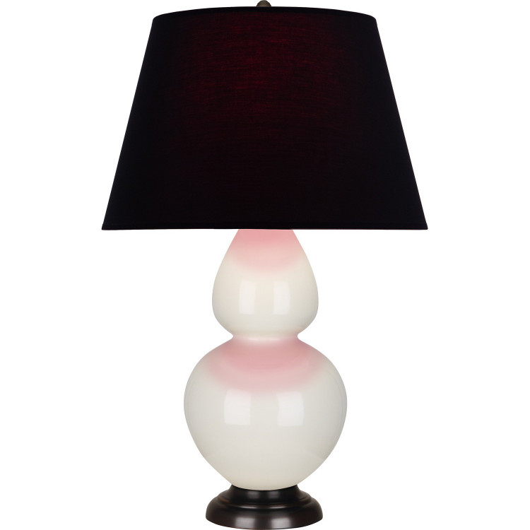 Robert Abbey - 1755K - One Light Table Lamp - Double Gourd - Bone Glazed Ceramic w/Deep Patina Bronze
