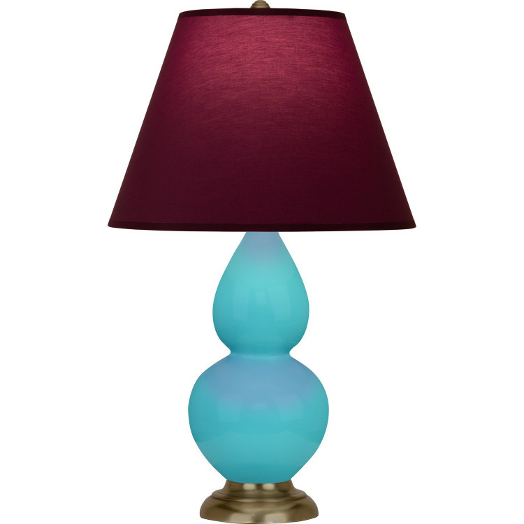 Robert Abbey - 1760P - One Light Accent Lamp - Small Double Gourd - Egg Blue Glazed Ceramic w/Antique Natural Brass