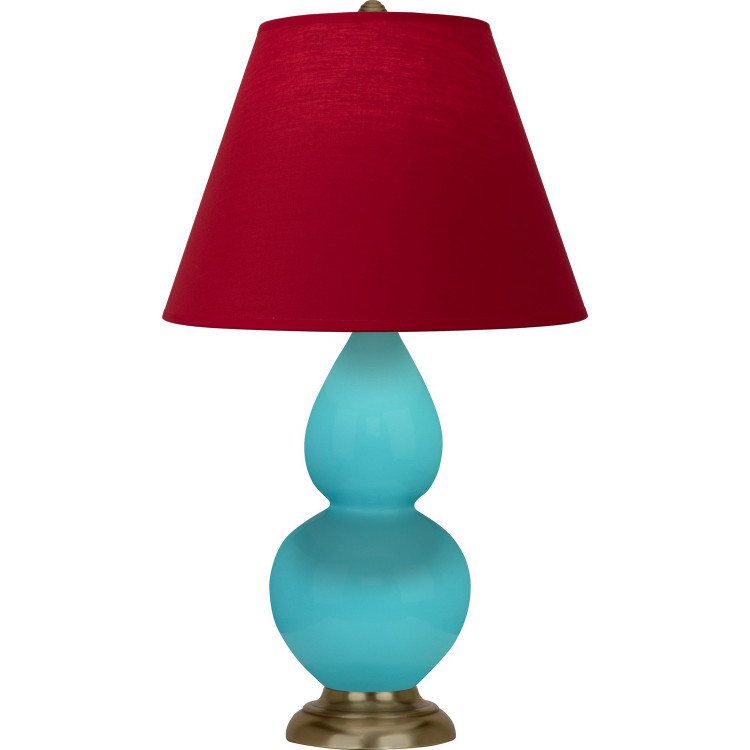 Robert Abbey - 1760R - One Light Accent Lamp - Small Double Gourd - Egg Blue Glazed Ceramic w/Antique Natural Brass