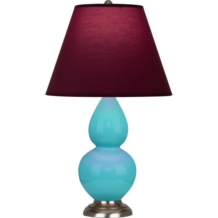 Robert Abbey - 1761P - One Light Accent Lamp - Small Double Gourd - Egg Blue Glazed Ceramic w/Antique Silver