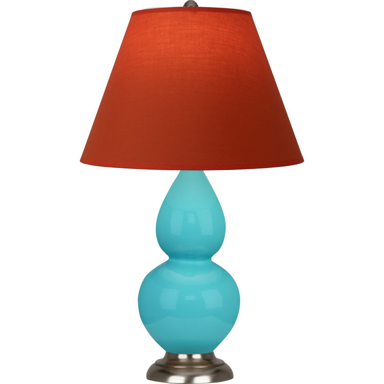 Robert Abbey - 1761T - One Light Accent Lamp - Small Double Gourd - Egg Blue Glazed Ceramic w/Antique Silver