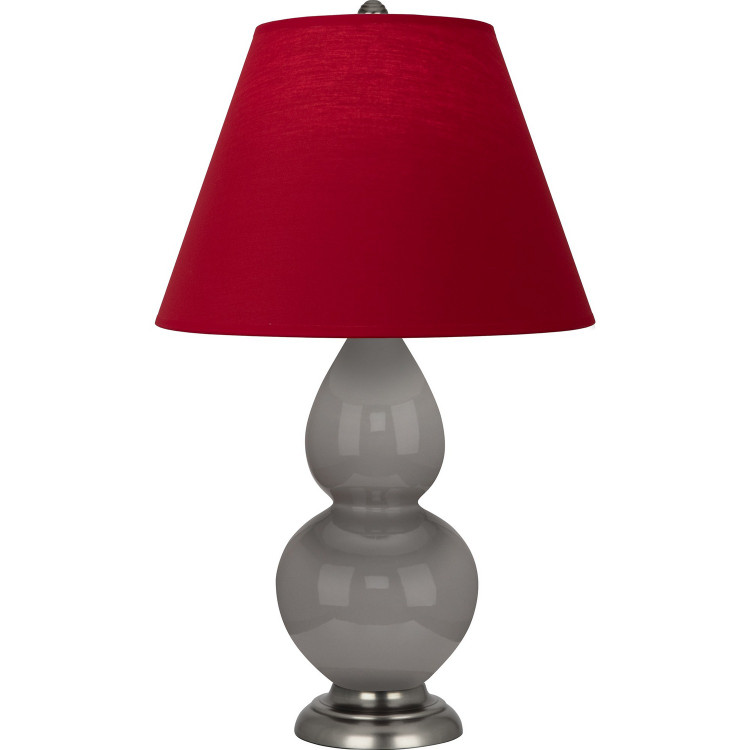 Robert Abbey - 1770R - One Light Accent Lamp - Small Double Gourd - Smokey Taupe Glazed Ceramic w/Anitque Silver