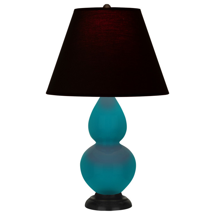 Robert Abbey - 1772K - One Light Accent Lamp - Small Double Gourd - Peacock Glazed Ceramic w/Deep Patina Bronze