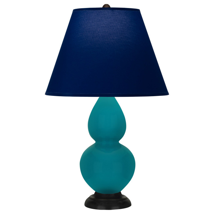 Robert Abbey - 1772N - One Light Accent Lamp - Small Double Gourd - Peacock Glazed Ceramic w/Deep Patina Bronze