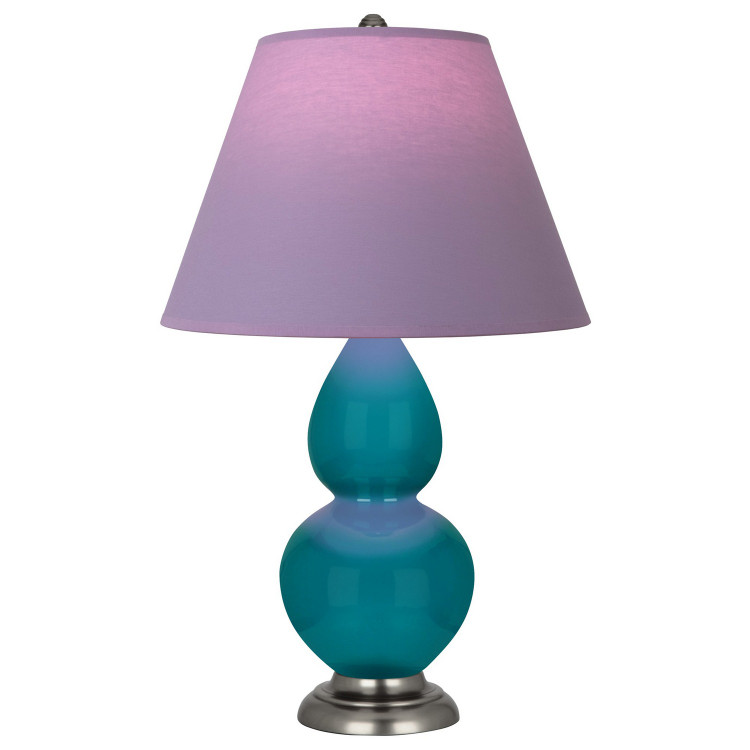 Robert Abbey - 1773L - One Light Accent Lamp - Small Double Gourd - Peacock Glazed Ceramic w/Antique Silver