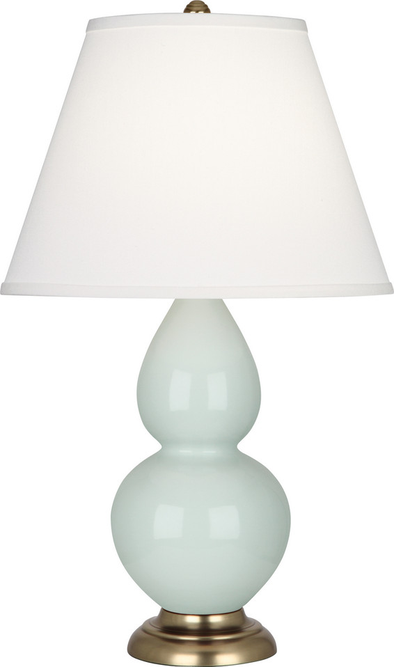 Robert Abbey - 1789X - One Light Table Lamp - Double Gourd - Celadon Glazed Ceramic w/Antique Natural Brass