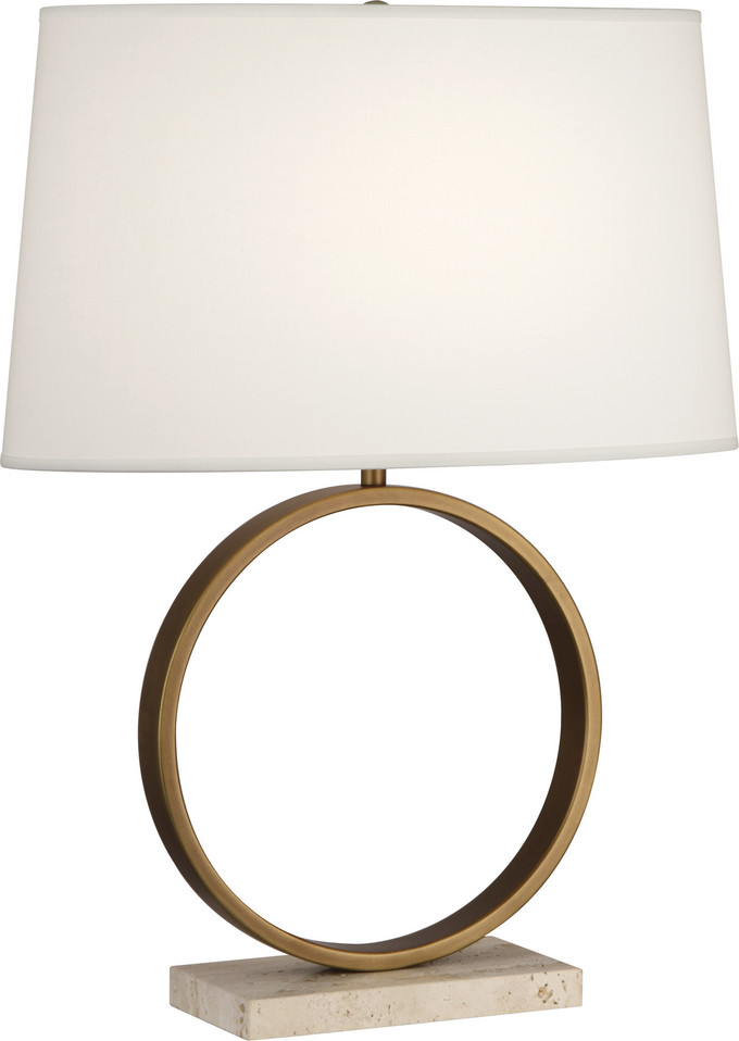 Robert Abbey - 2295 - One Light Table Lamp - Logan - Aged Brass w/Travertine Stone