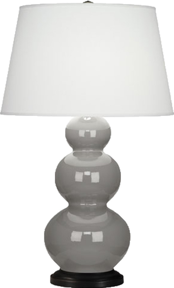 Robert Abbey - 339X - One Light Table Lamp - Triple Gourd - Smokey Taupe Glazed Ceramic w/Deep Patina Bronze