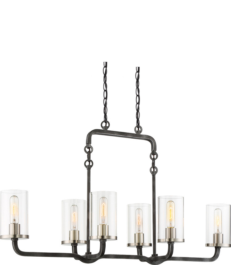 Nuvo Lighting - 60-6124 - Six Light Island Pendant - Sherwood - Iron Black / Brushed Nickel