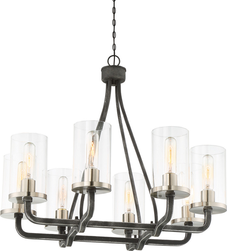 Nuvo Lighting - 60-6128 - Eight Light Chandelier - Sherwood - Iron Black / Brushed Nickel Accents
