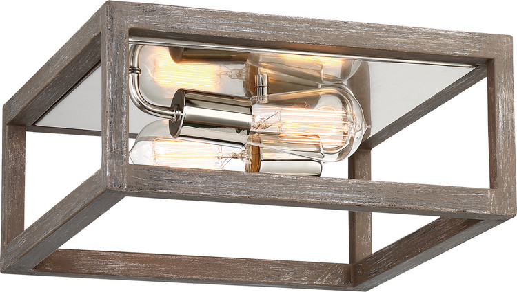 Nuvo Lighting - 60-6482 - Two Light Flush Mount - Bliss - Driftwood / Polished Nickel Accents