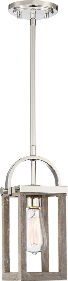 Nuvo Lighting - 60-6484 - One Light Mini Pendant - Bliss - Driftwood / Polished Nickel Accents