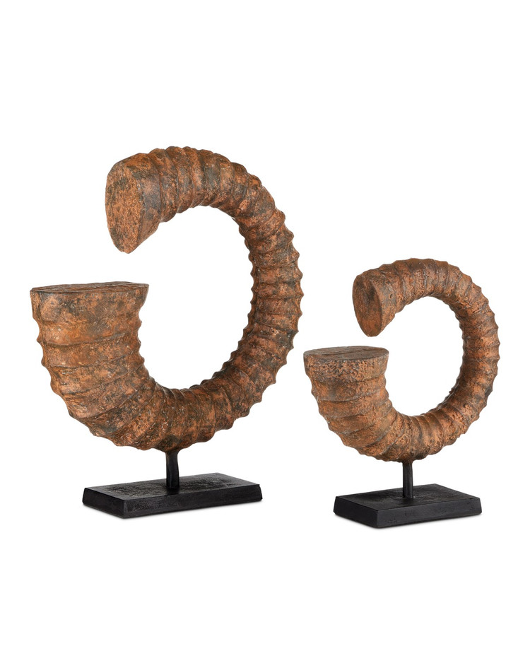 Currey and Company - 1200-0769 - Horn Set of 2 - Faux Horn Set of 2 - Rustic/Black