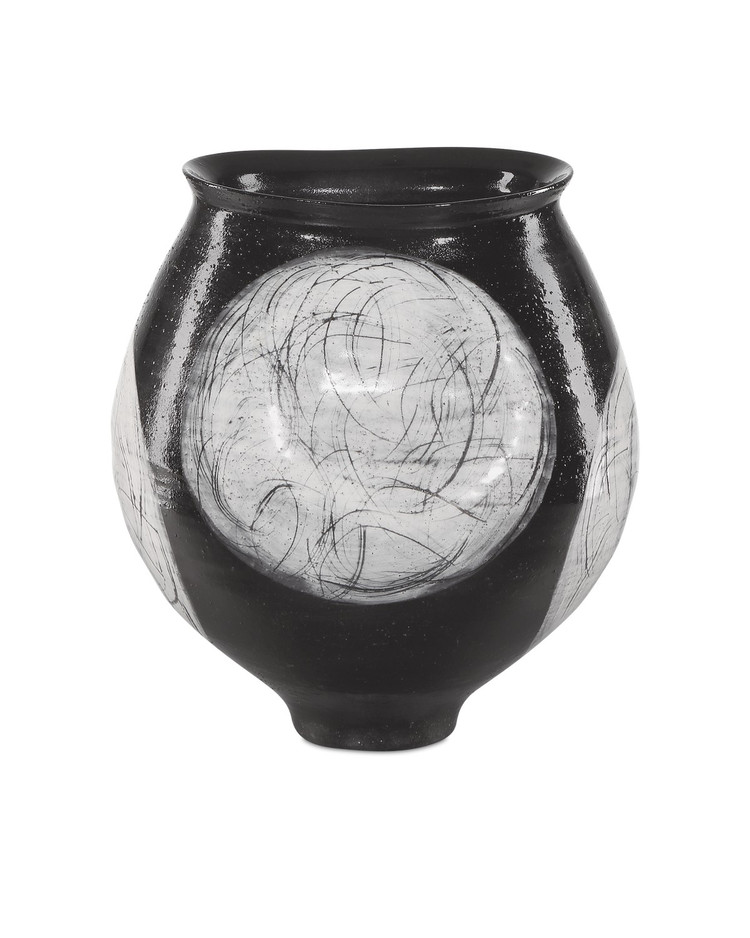 Currey and Company - 1200-0871 - Vase - Nakamura Vase - Black/Light Gray