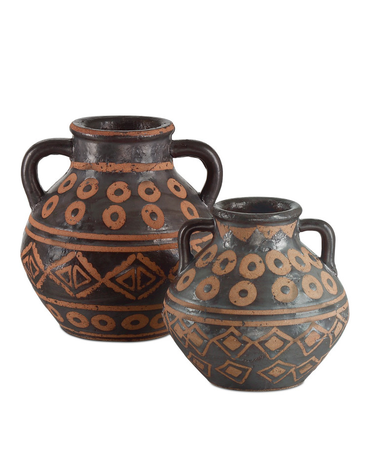 Currey and Company - 1200-0881 - Vase Set of 2 - Nought Vase Set of 2 - Black/Brown