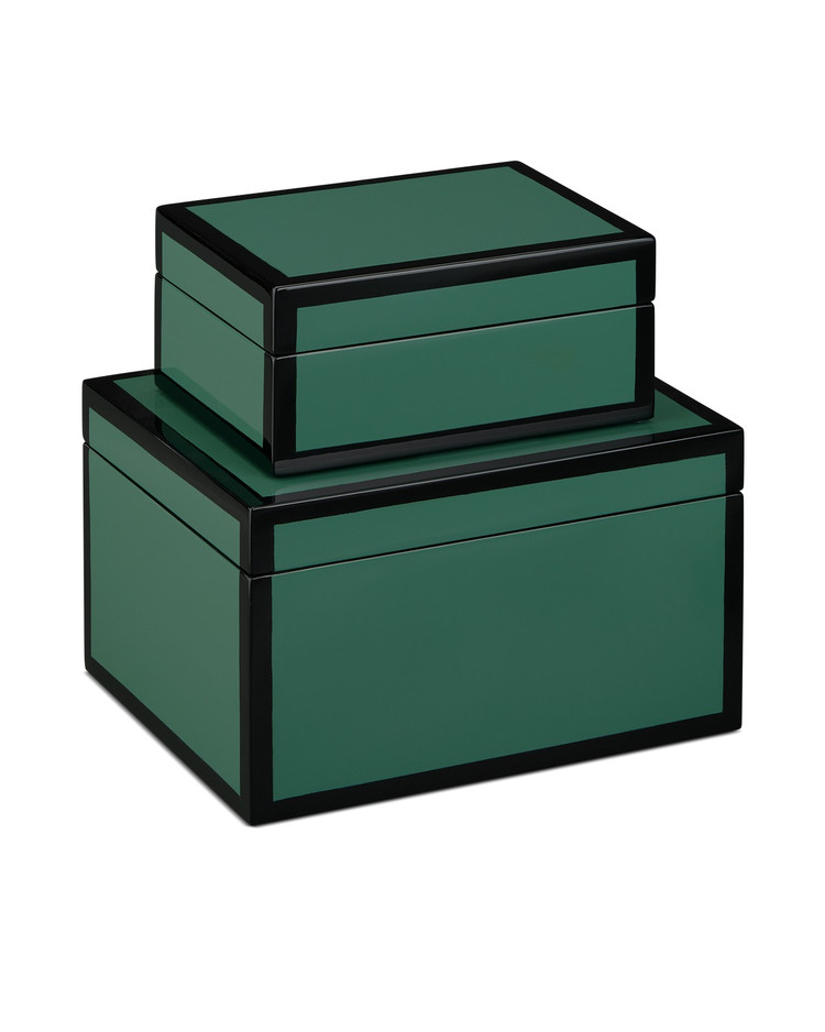 Currey and Company - 1200-0906 - Box Set of 2 - Lacquer Collection - Green/Black