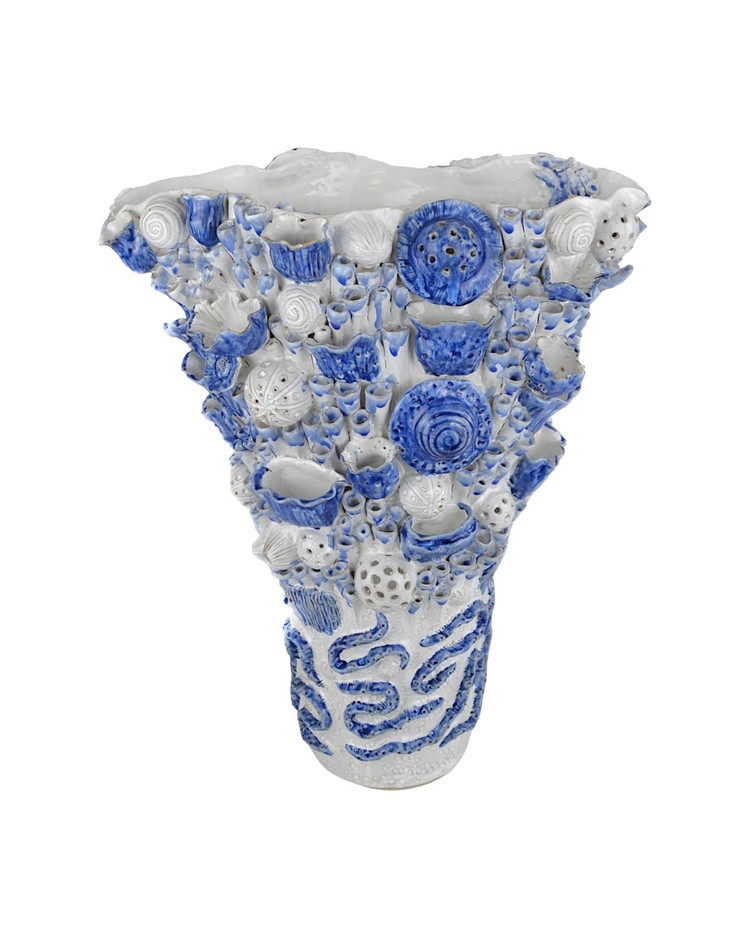 Currey and Company - 1200-0967 - Vase - Coral Reef - White/Blue