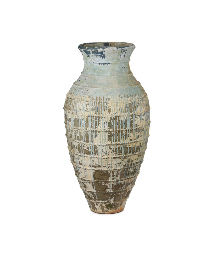 Currey and Company - 2200-0061 - Urn - Lipari - Antique White/Blue Drip