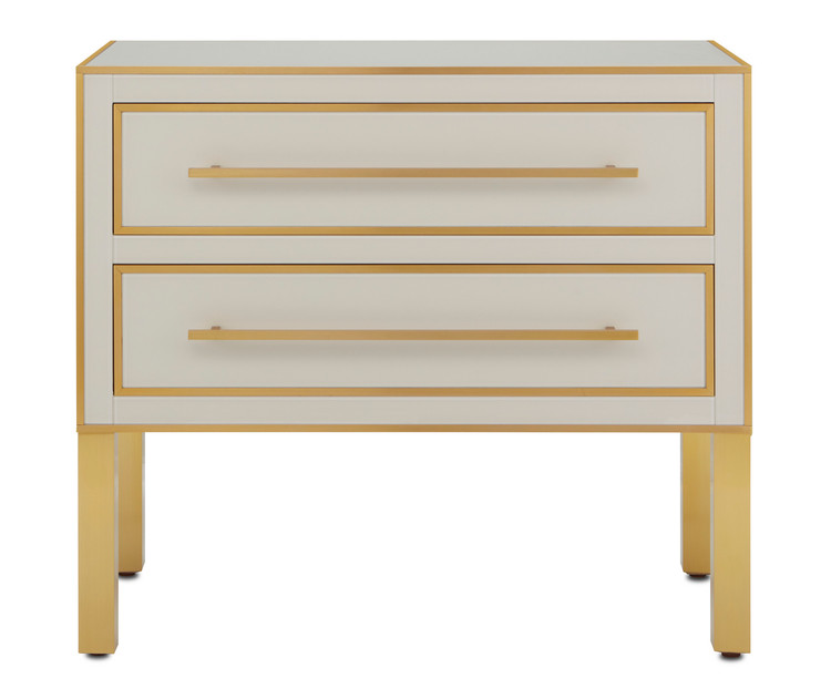 Currey and Company - 3000-0184 - Chest - Arden Collection - Ivory/Satin Brass