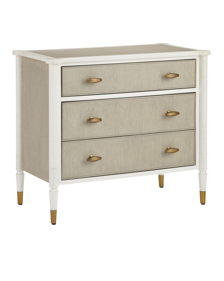 Currey and Company - 3000-0264 - Chest - Aster - Off-White/Fog/Brass