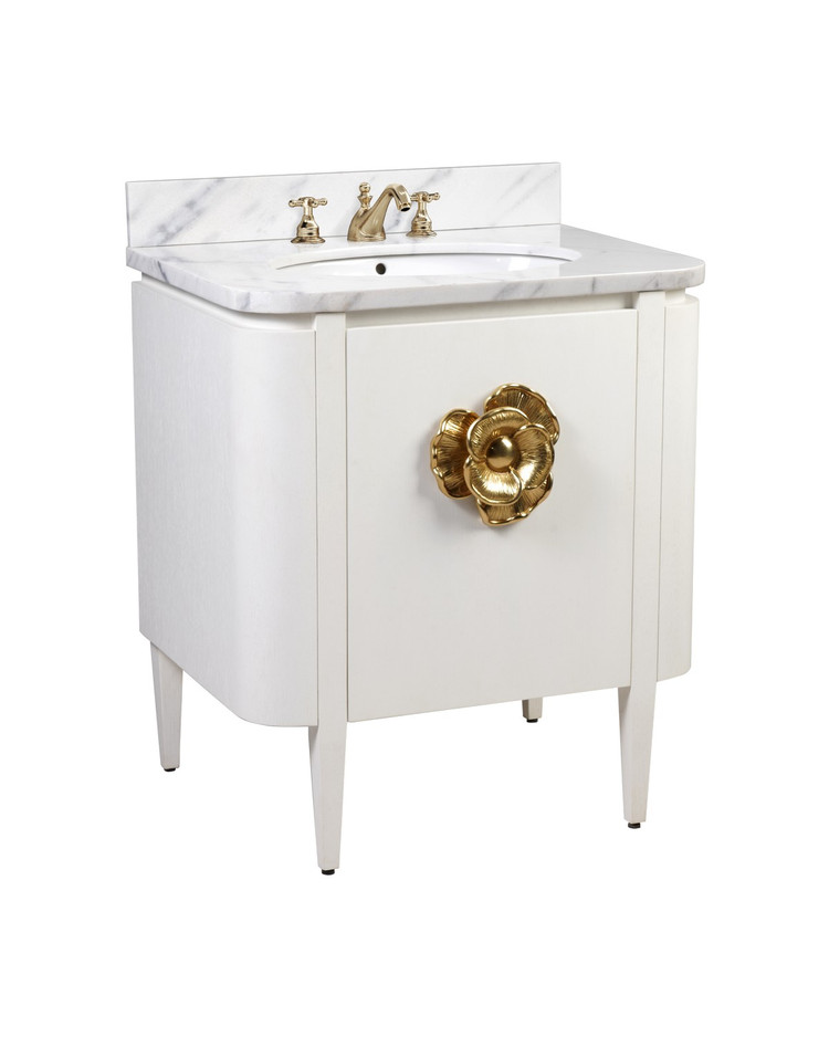 Currey and Company - 3800-0004 - Vanity with Sink - Briallen - Cerused White/Natural/White/Polished Brass