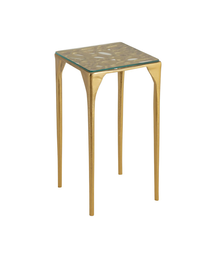 Currey and Company - 4000-0201 - Drinks Table - Honeycomb - Gold/Clear