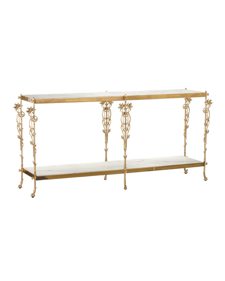 Currey and Company - 4000-0205 - Console Table - Fiore - Polished Brass/Natural