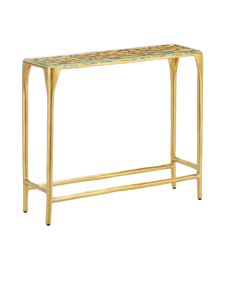 Currey and Company - 4000-0232 - Console Table - Honeycomb - Gold/Clear