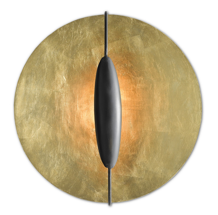 Currey and Company - 5000-0130 - One Light Wall Sconce - Pinders - Contemporary Gold Leaf/Contemporary Gold/French Black