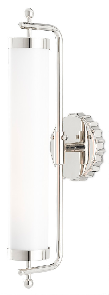 Currey and Company - 5000-0142 - One Light Wall Sconce - Latimer - White/Polished Nickel