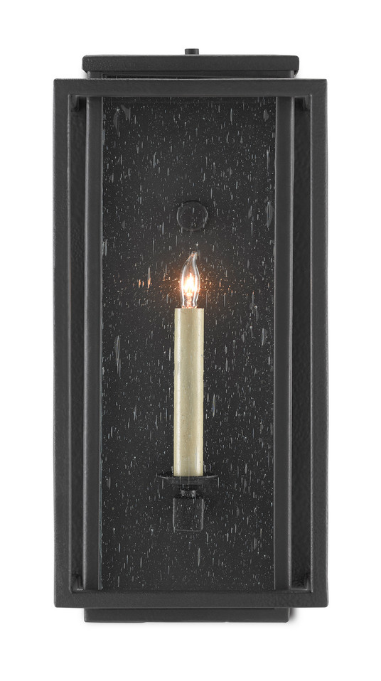 Currey and Company - 5500-0040 - One Light Outdoor Wall Sconce - Wright - Midnight Black/Clear Seeded