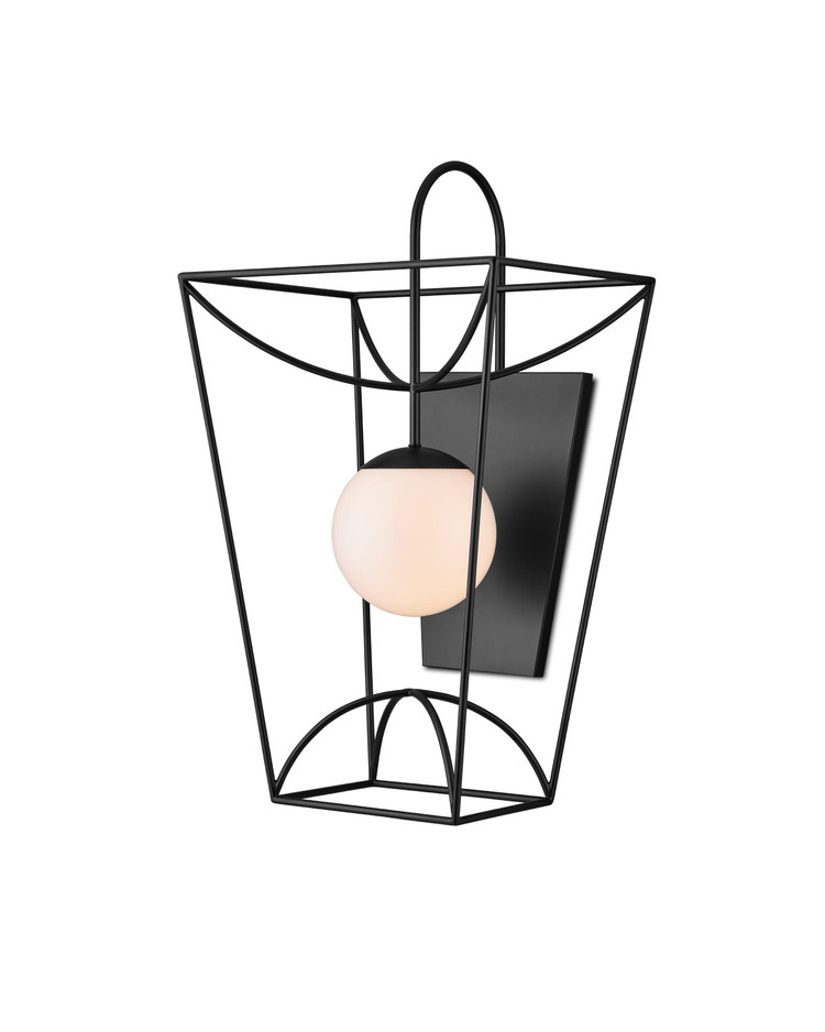 Currey and Company - 5500-0046 - One Light Wall Sconce - Rochefort - Black/White