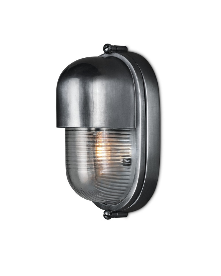 Currey and Company - 5500-0051 - One Light Outdoor Wall Sconce - Maritime - Antique Silver/Clear