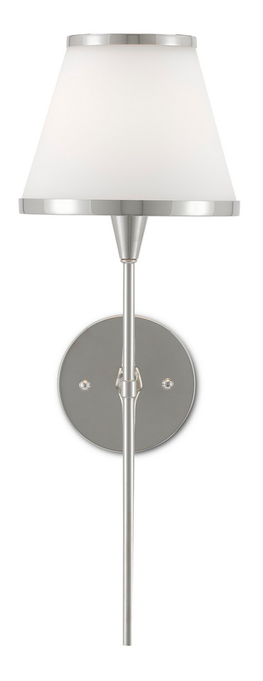 Currey and Company - 5800-0002 - One Light Wall Sconce - Brimsley - Polished Nickel/White