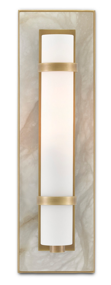 Currey and Company - 5800-0016 - One Light Wall Sconce - Bruneau - Natural/White/Antique Brass