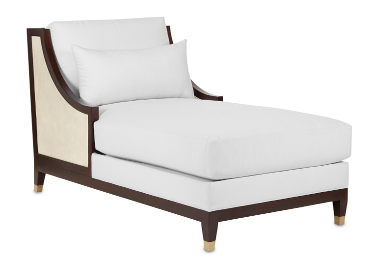 Currey and Company - 7000-0441 - Chaise - Evie - Ivory/Dark Walnut/Antique Brass