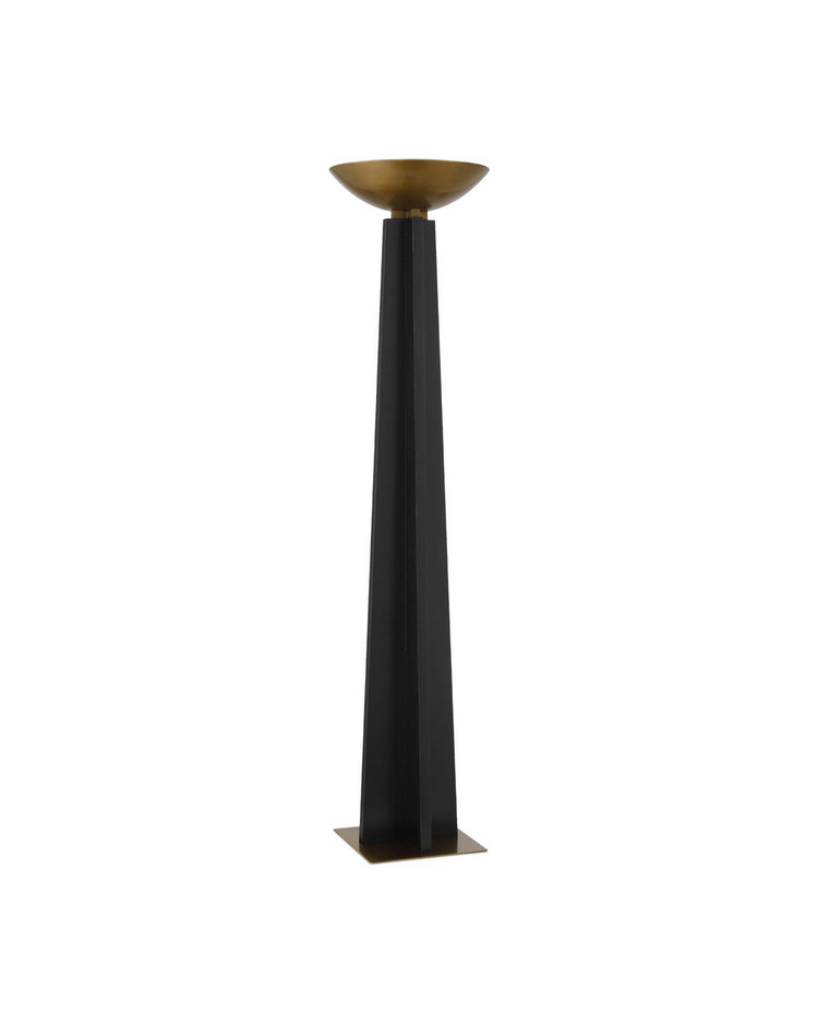 Currey and Company - 8000-0167 - LED Floor Lamp - Calyx Torchiere - Black/Antique Brass