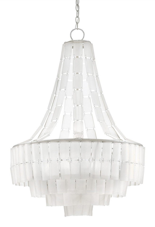 Currey and Company - 9000-0159 - Seven Light Chandelier - Vintner - Opaque White/Contemporary Silver Leaf