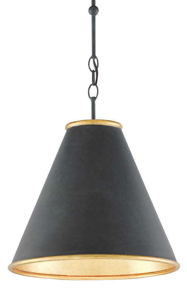 Currey and Company - 9000-0534 - One Light Pendant - Pierrepont - Antique Black/Contemporary Gold Leaf/Gold