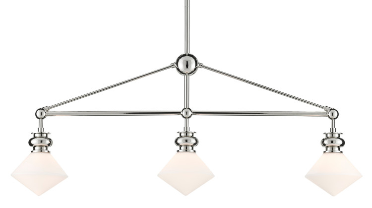 Currey and Company - 9000-0614 - Three Light Chandelier - Rycroft Collection - Polished Nickel/White
