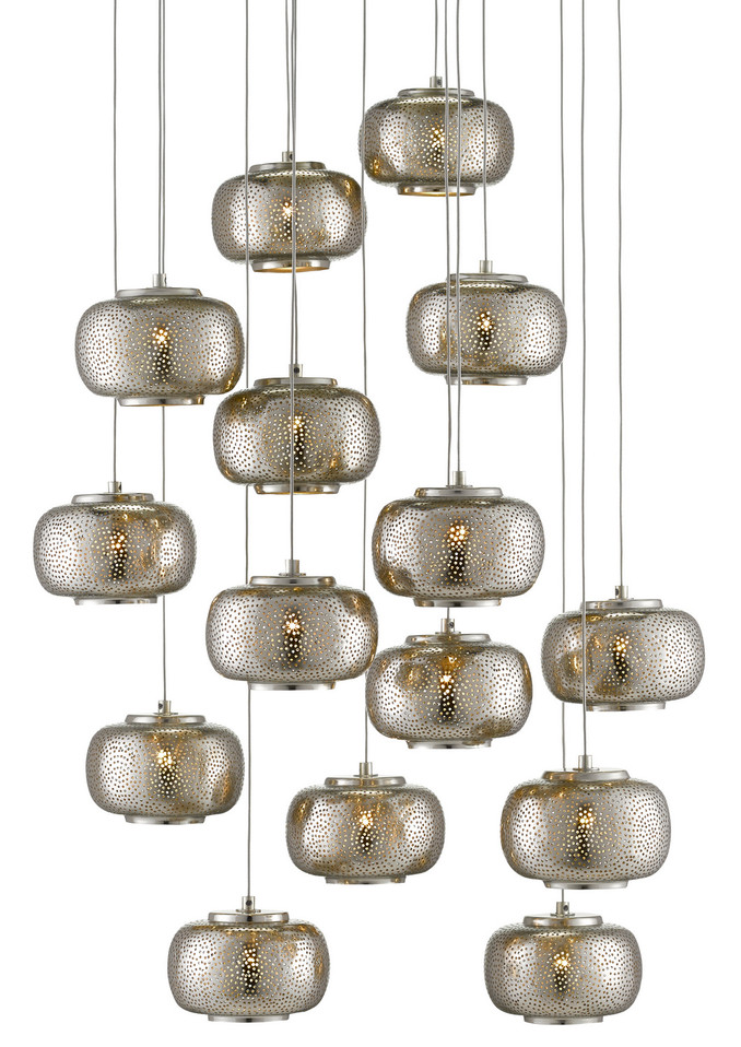 Currey and Company - 9000-0691 - 15 Light Pendant - Pepper - Nickel/Silver